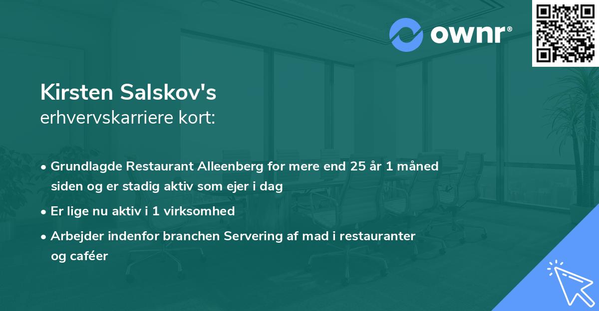 Kirsten Salskov's erhvervskarriere kort
