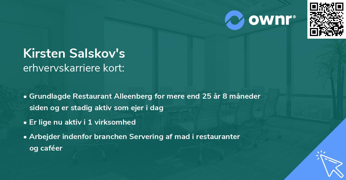 Kirsten Salskov's erhvervskarriere kort