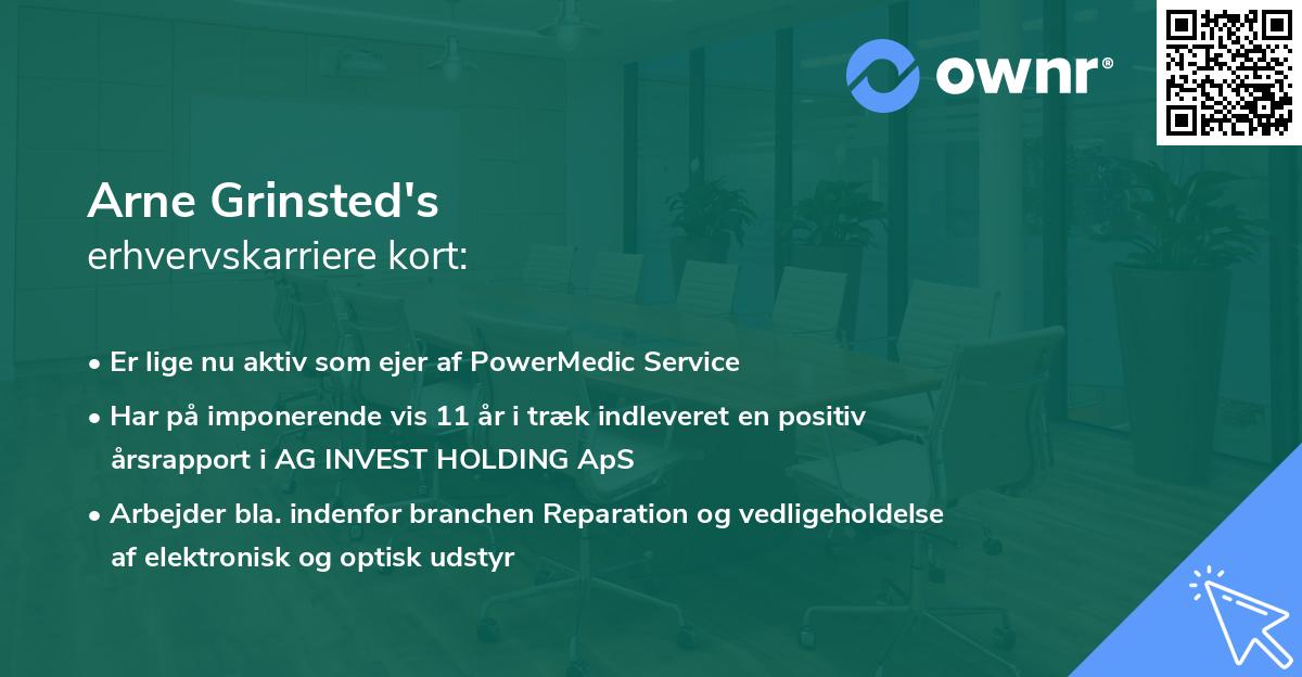 Arne Grinsted's erhvervskarriere kort