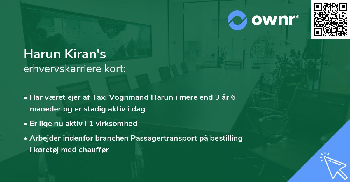 Harun Kiran's erhvervskarriere kort