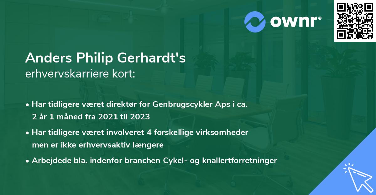Anders Philip Gerhardt's erhvervskarriere kort