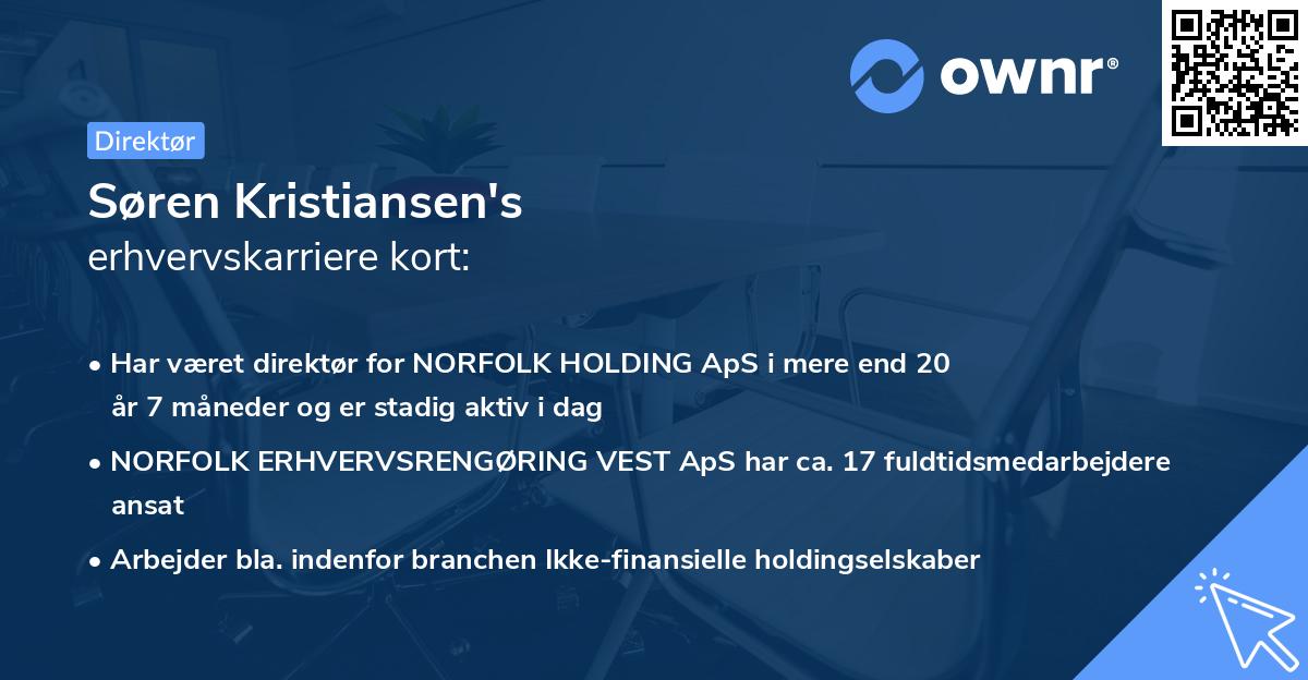 Søren Kristiansen's erhvervskarriere kort