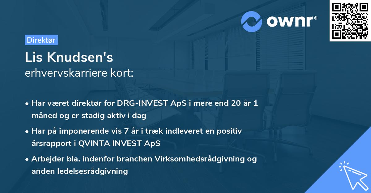 Lis Knudsen's erhvervskarriere kort