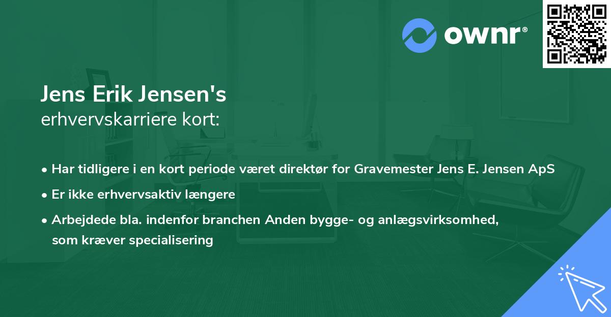 Jens Erik Jensen's erhvervskarriere kort