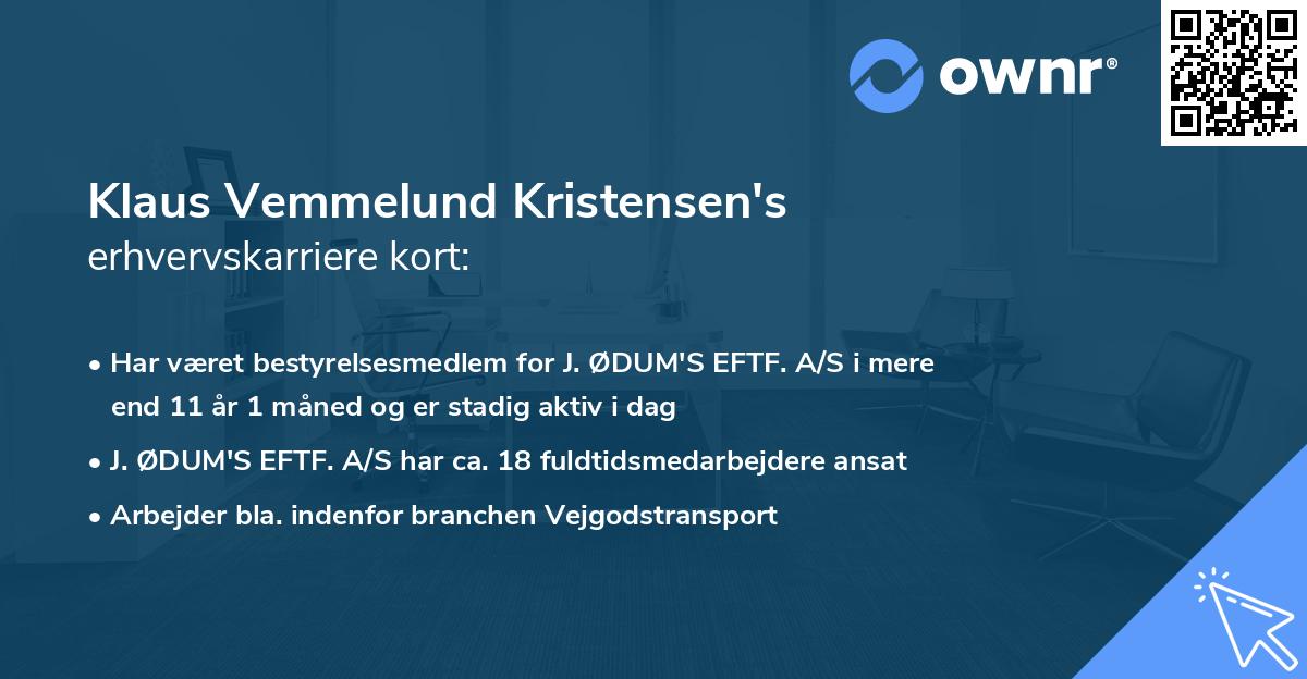 Klaus Vemmelund Kristensen's erhvervskarriere kort
