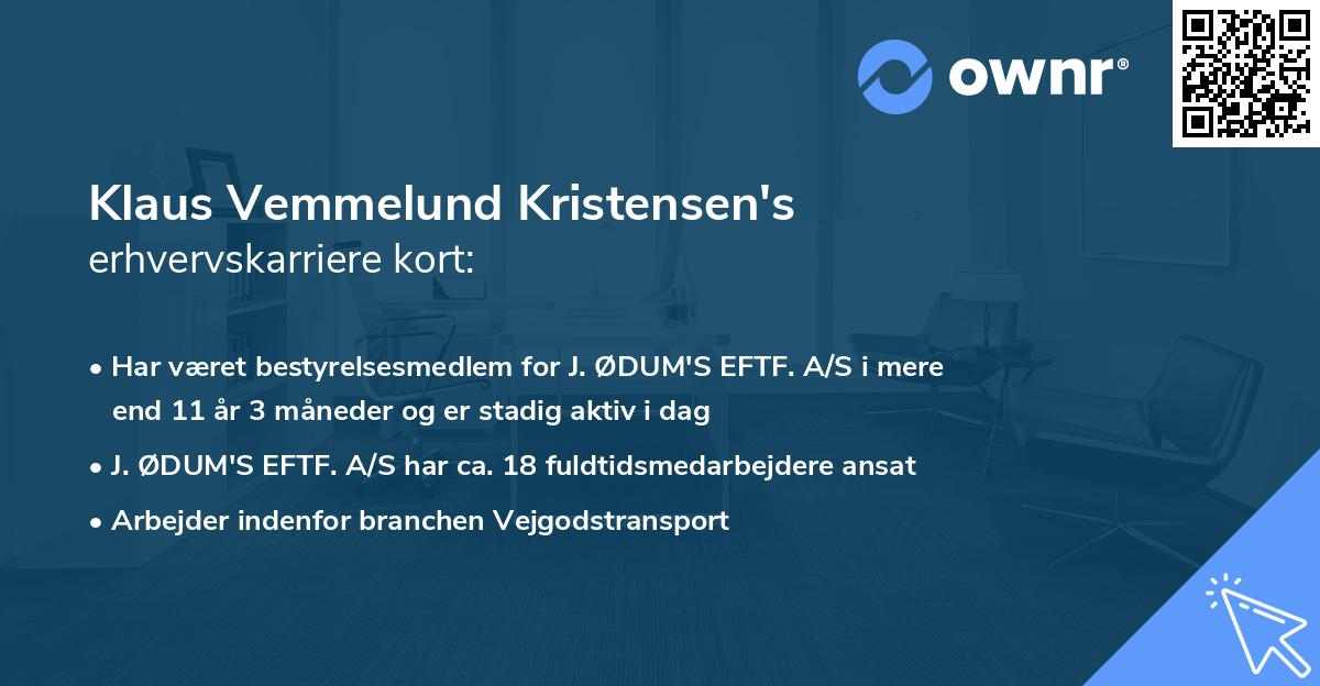 Klaus Vemmelund Kristensen's erhvervskarriere kort