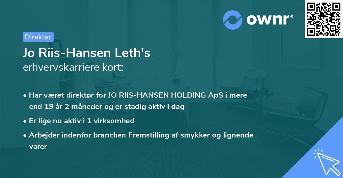 Jo Riis-Hansen Leth's erhvervskarriere kort