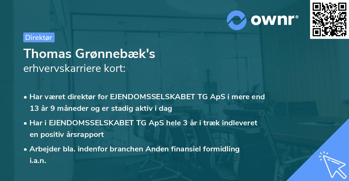 Thomas Grønnebæk's erhvervskarriere kort