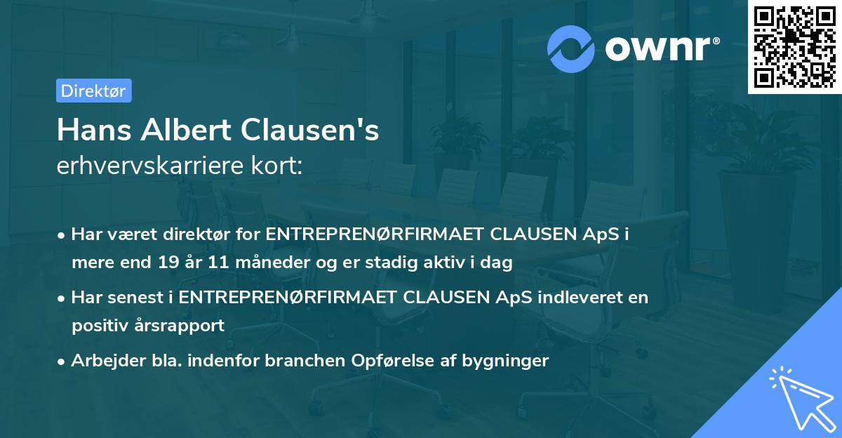 Hans Albert Clausen's erhvervskarriere kort