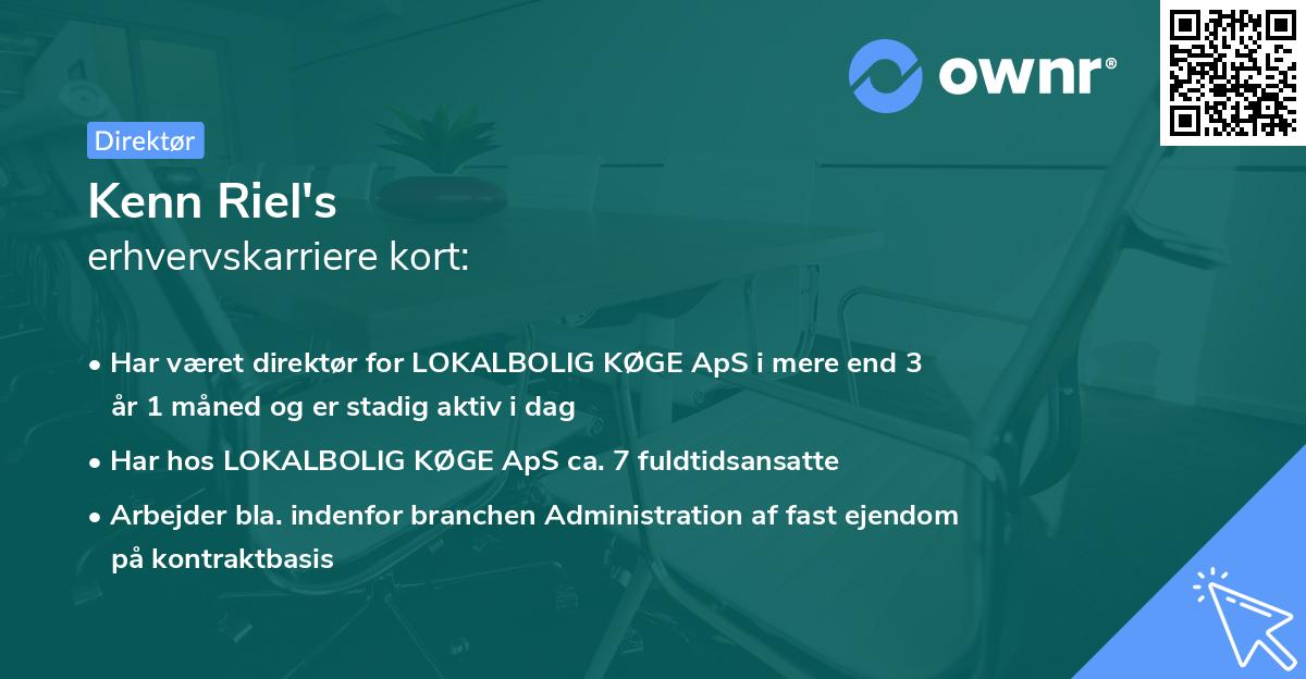 Kenn Riel's erhvervskarriere kort