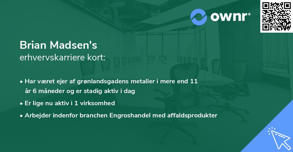 Brian Madsen's erhvervskarriere kort
