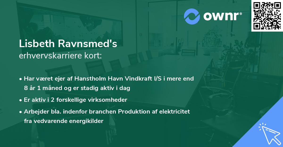 Lisbeth Ravnsmed's erhvervskarriere kort