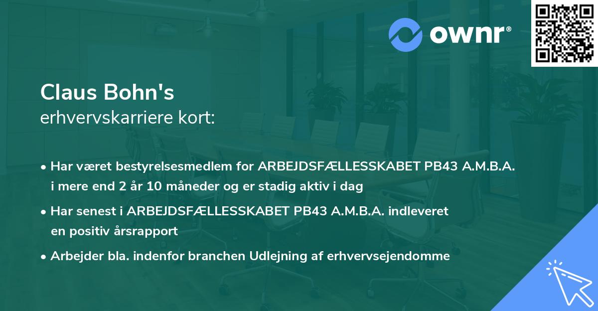 Claus Bohn's erhvervskarriere kort