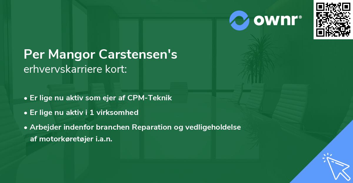 Per Mangor Carstensen's erhvervskarriere kort