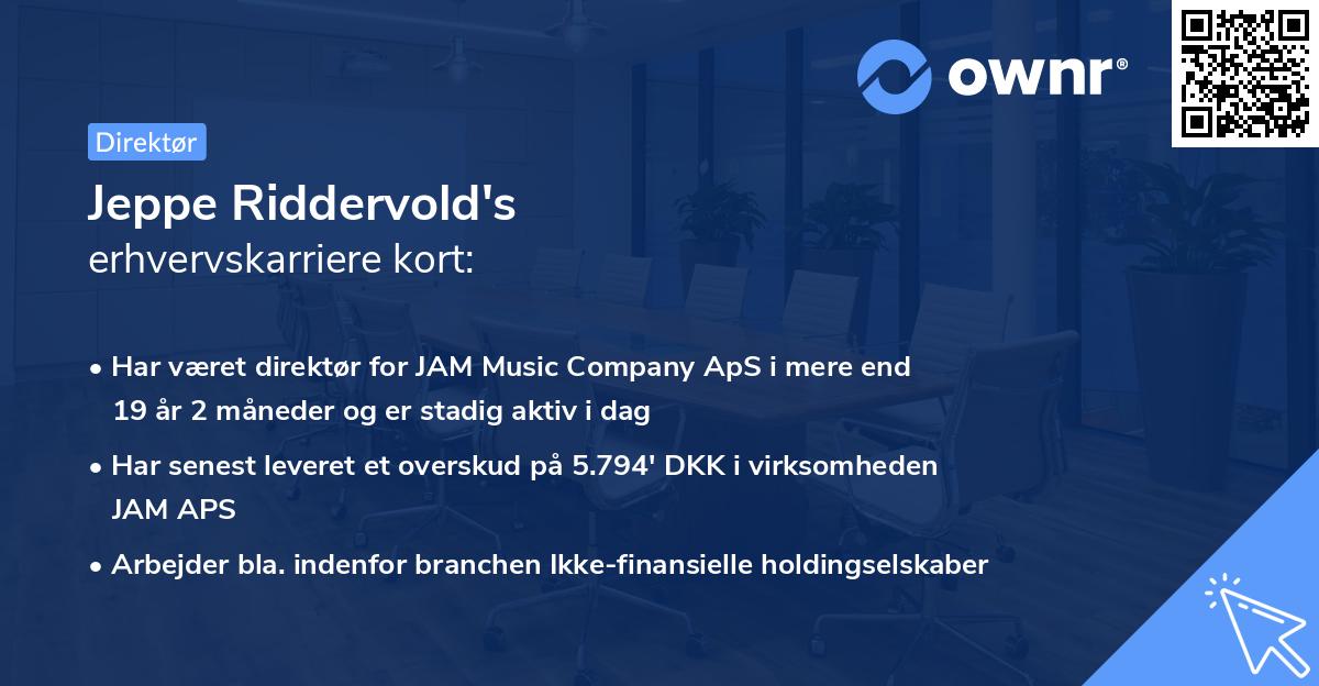Jeppe Riddervold's erhvervskarriere kort