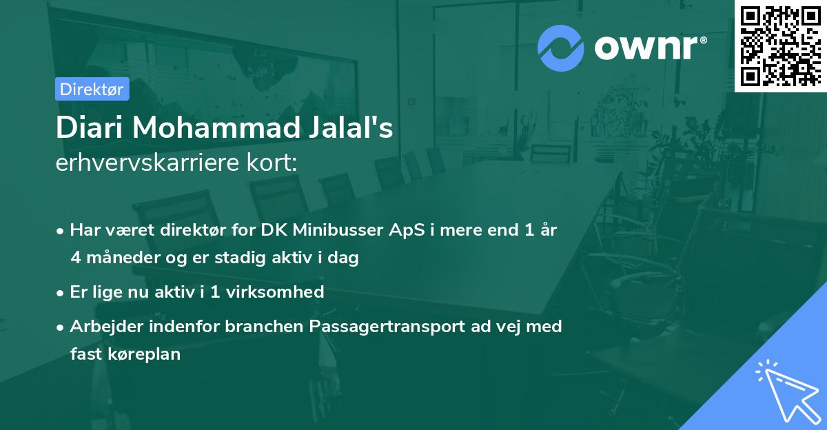 Diari Mohammad Jalal's erhvervskarriere kort