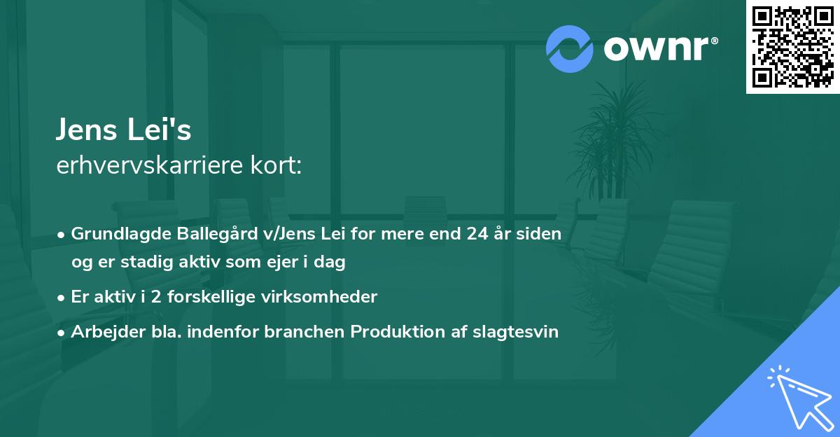 Jens Lei's erhvervskarriere kort