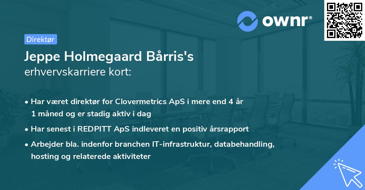 Jeppe Holmegaard Bårris's erhvervskarriere kort