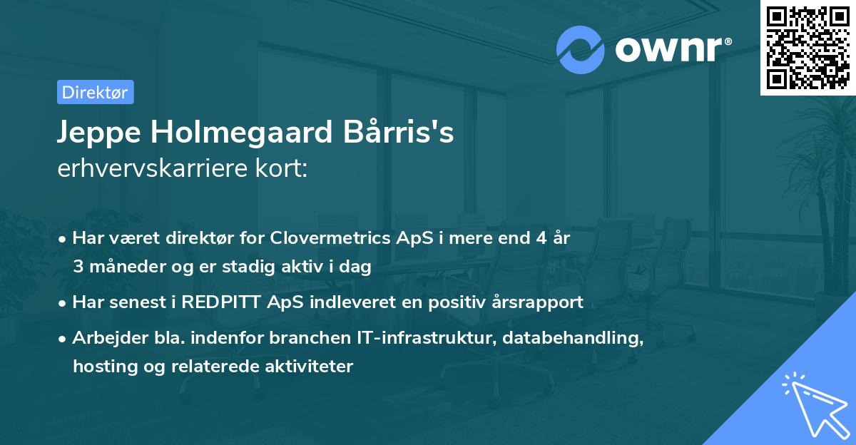Jeppe Holmegaard Bårris's erhvervskarriere kort