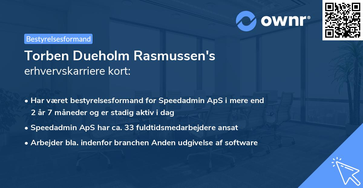 Torben Dueholm Rasmussen's erhvervskarriere kort