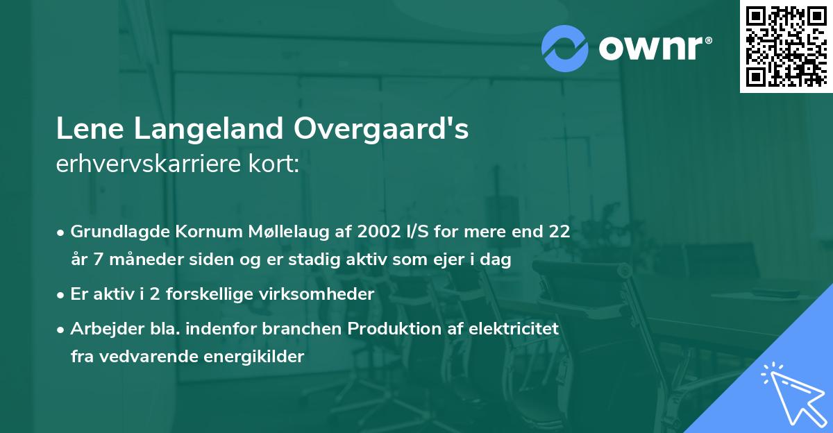 Lene Langeland Overgaard's erhvervskarriere kort