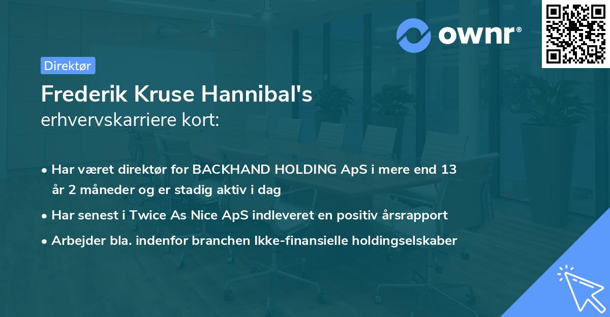 Frederik Kruse Hannibal's erhvervskarriere kort