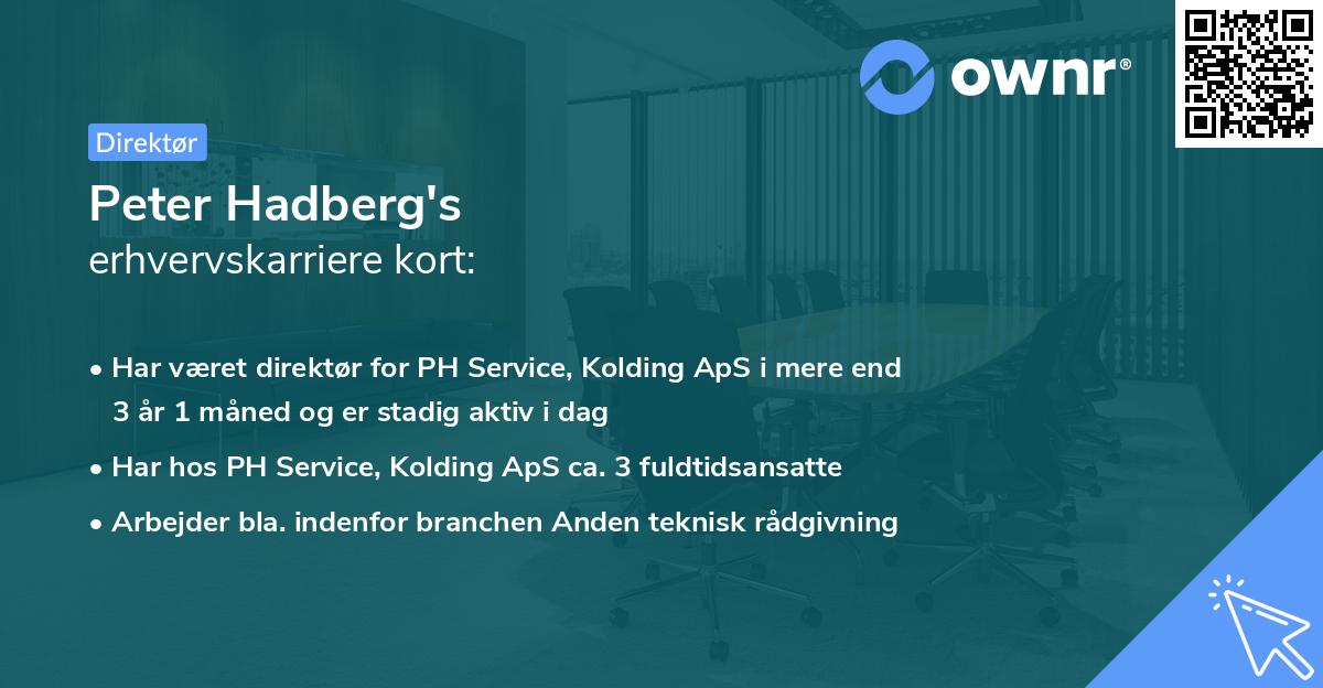 Peter Hadberg's erhvervskarriere kort