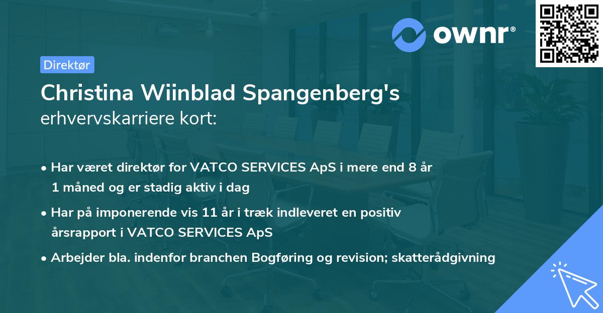 Christina Wiinblad Spangenberg's erhvervskarriere kort