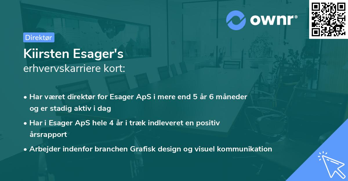 Kiirsten Esager's erhvervskarriere kort