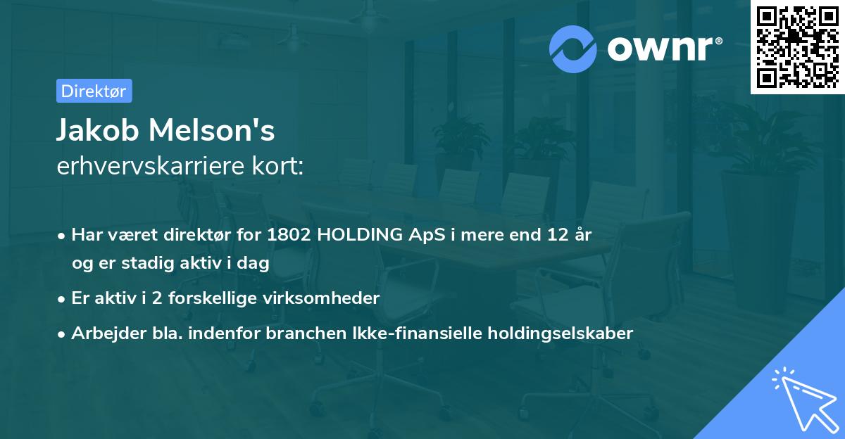Jakob Melson's erhvervskarriere kort
