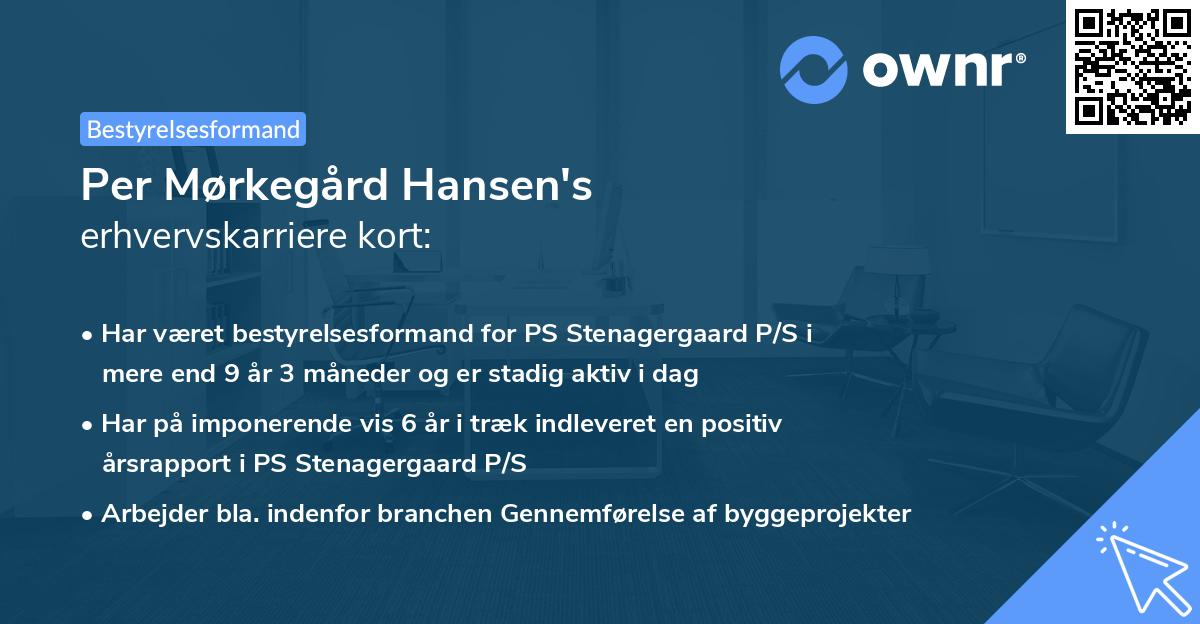Per Mørkegård Hansen's erhvervskarriere kort