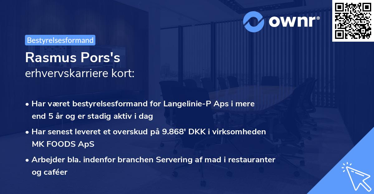 Rasmus Pors's erhvervskarriere kort