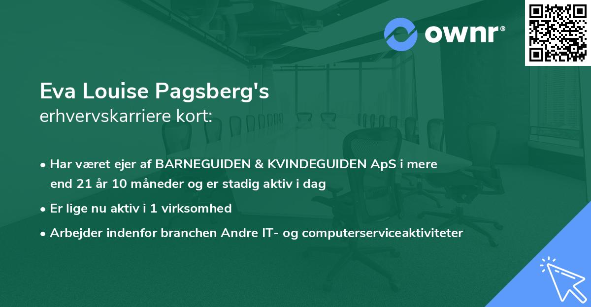 Eva Louise Pagsberg's erhvervskarriere kort