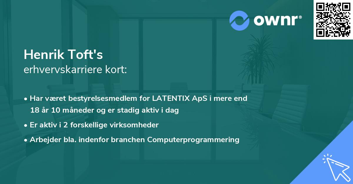 Henrik Toft's erhvervskarriere kort
