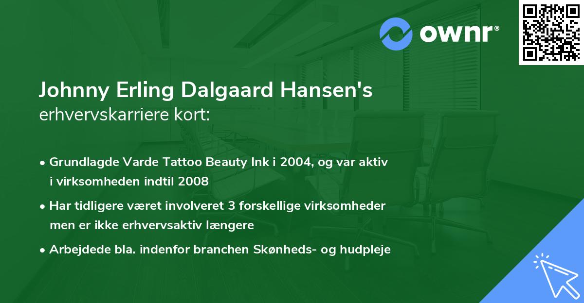 Johnny Erling Dalgaard Hansen's erhvervskarriere kort