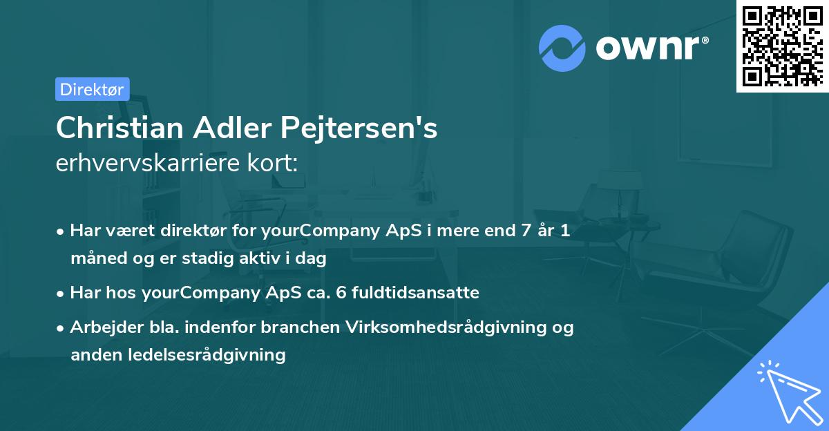 Christian Adler Pejtersen's erhvervskarriere kort