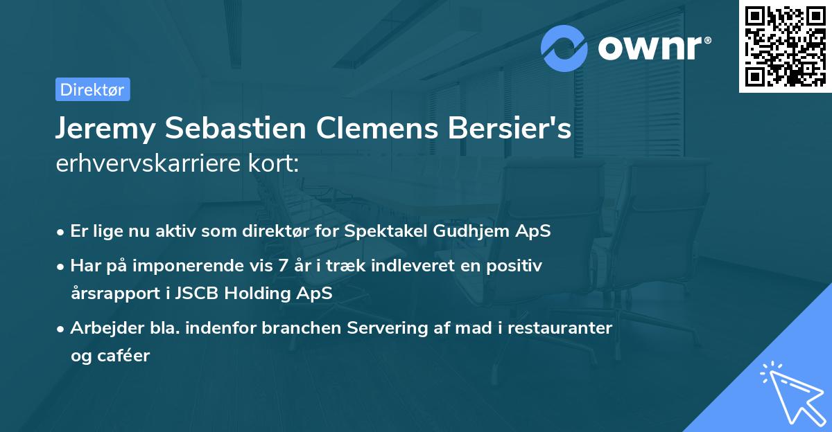 Jeremy Sebastien Clemens Bersier's erhvervskarriere kort
