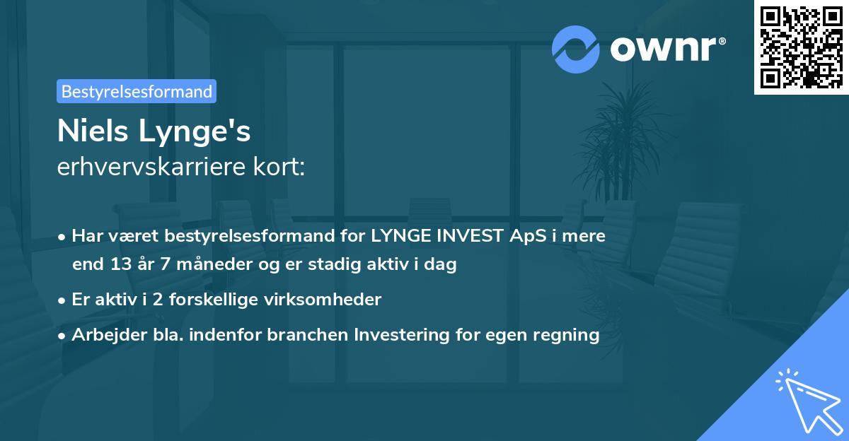 Niels Lynge's erhvervskarriere kort