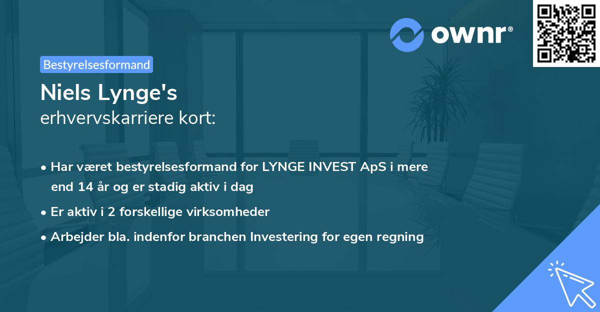 Niels Lynge's erhvervskarriere kort