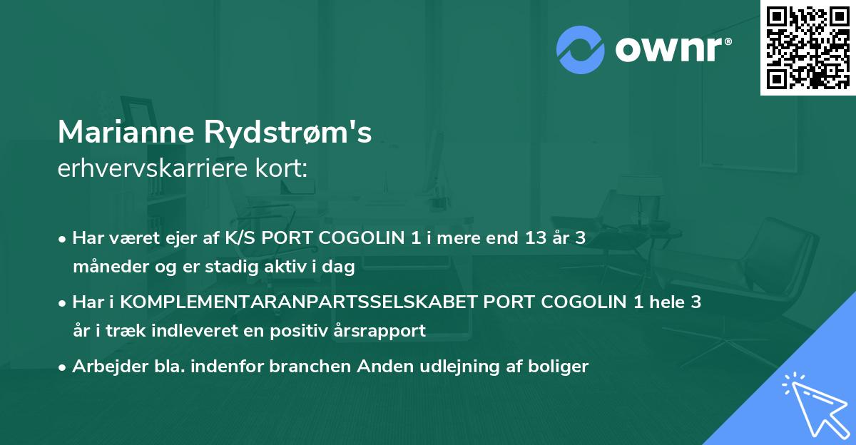 Marianne Rydstrøm's erhvervskarriere kort
