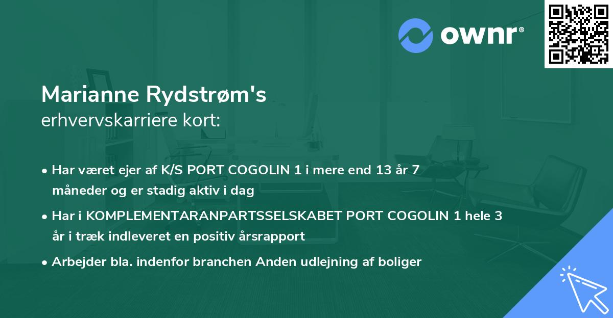 Marianne Rydstrøm's erhvervskarriere kort