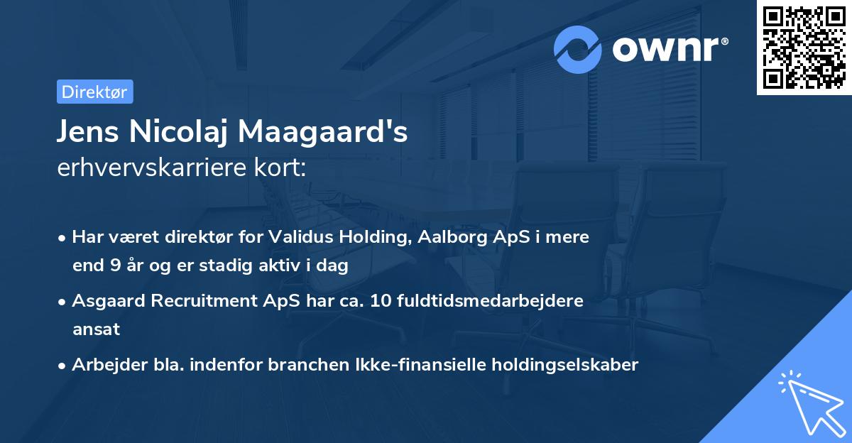 Jens Nicolaj Maagaard's erhvervskarriere kort