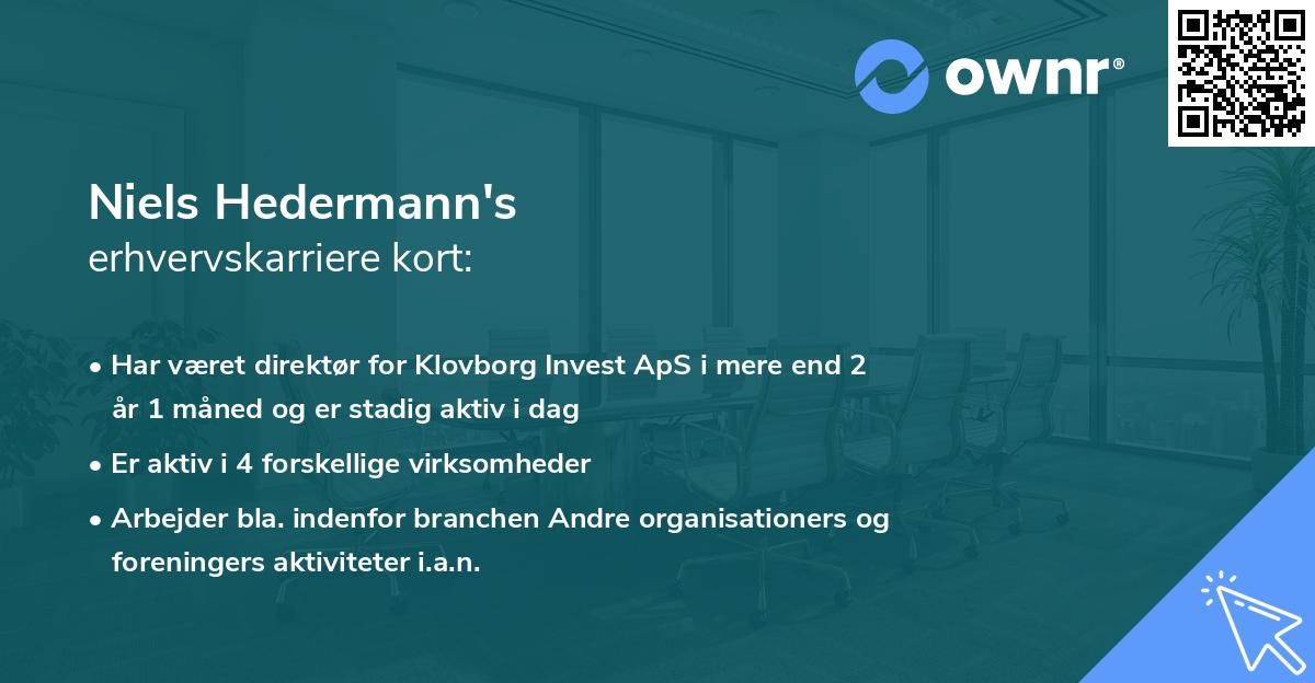 Niels Hedermann's erhvervskarriere kort