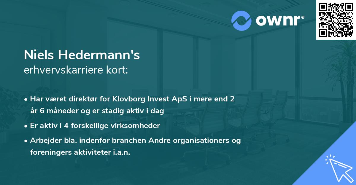 Niels Hedermann's erhvervskarriere kort