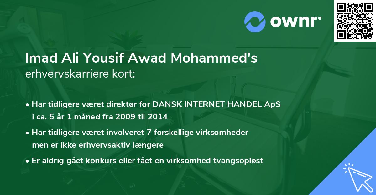 Imad Ali Yousif Awad Mohammed's erhvervskarriere kort