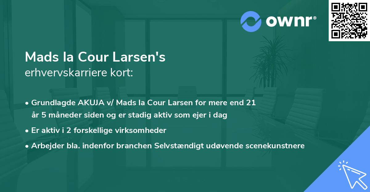 Mads la Cour Larsen's erhvervskarriere kort