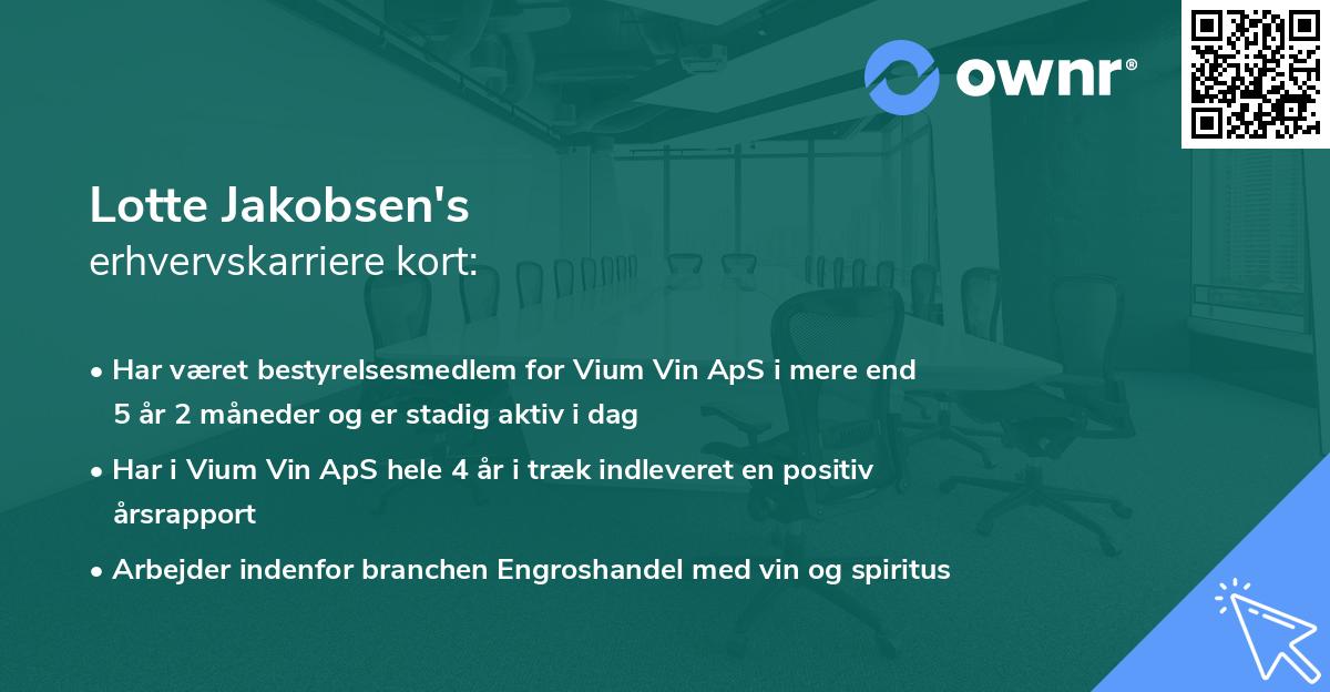 Lotte Jakobsen's erhvervskarriere kort