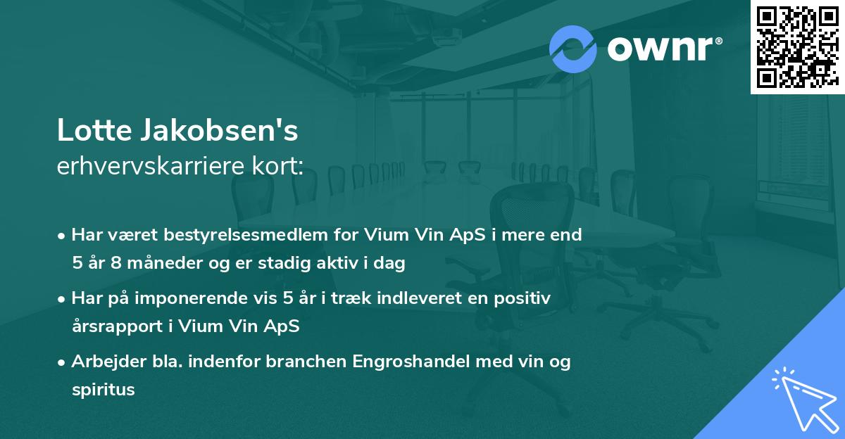 Lotte Jakobsen's erhvervskarriere kort