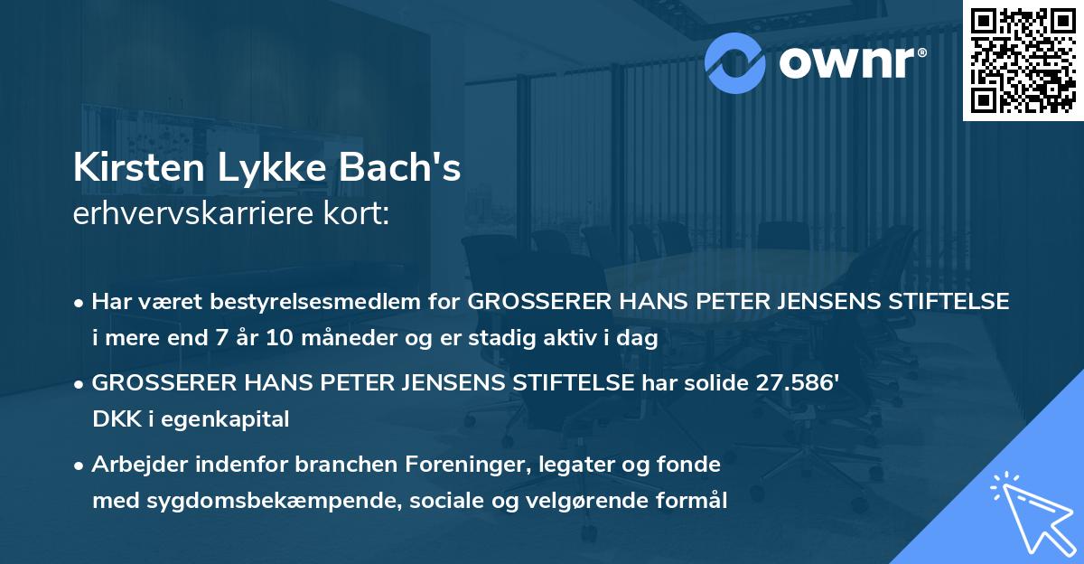 Kirsten Lykke Bach's erhvervskarriere kort