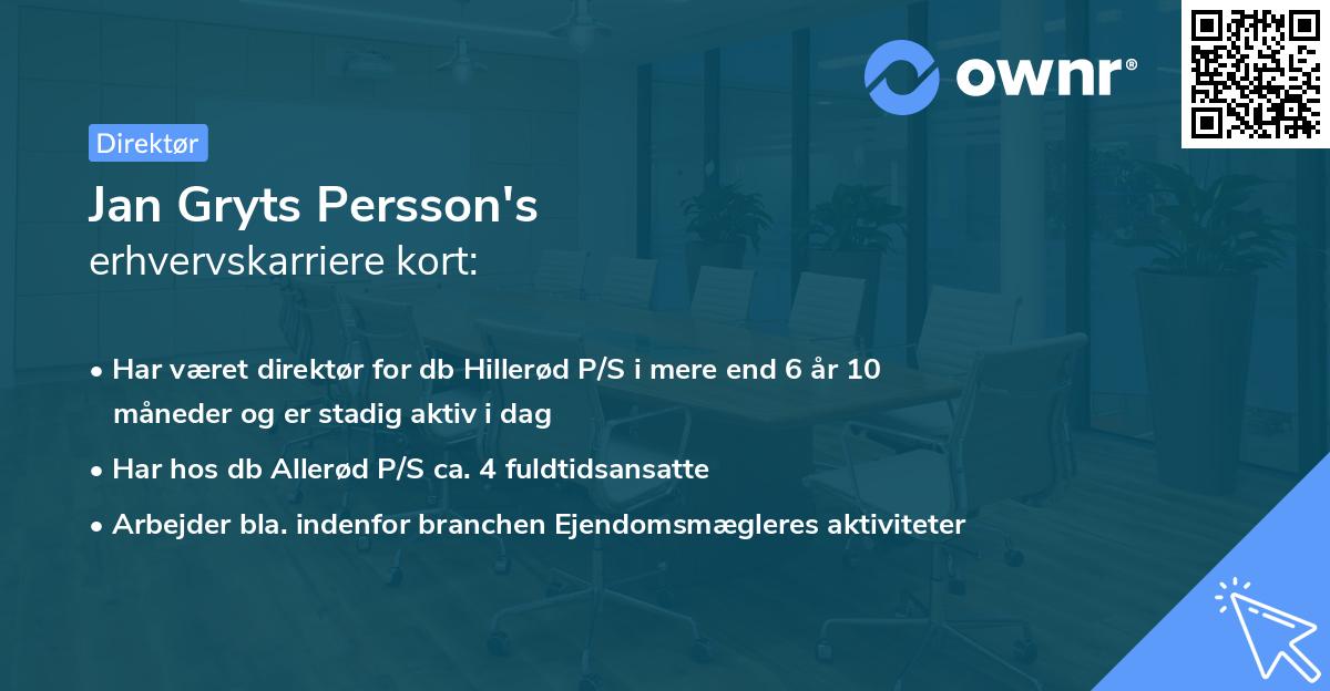 Jan Gryts Persson's erhvervskarriere kort